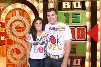 Price Is Right contestant: Christopher Melanson and Angela Castagnozzi on “The Price is Right” stage.